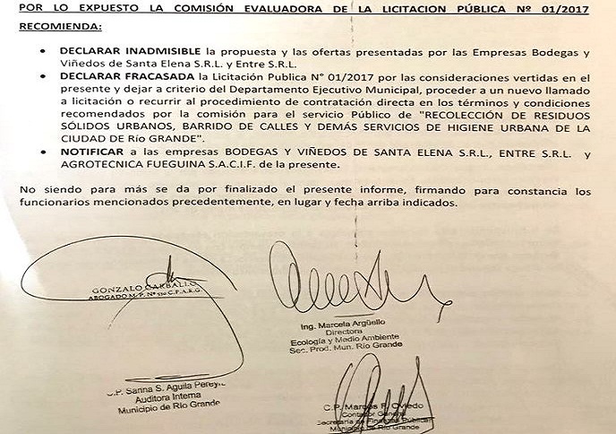 La Comisión de Pre Adjudicación considera que, “las ofertas presentadas por las empresas no se ajustan a los requisitos de los pliegos de base y condiciones de la licitación”.