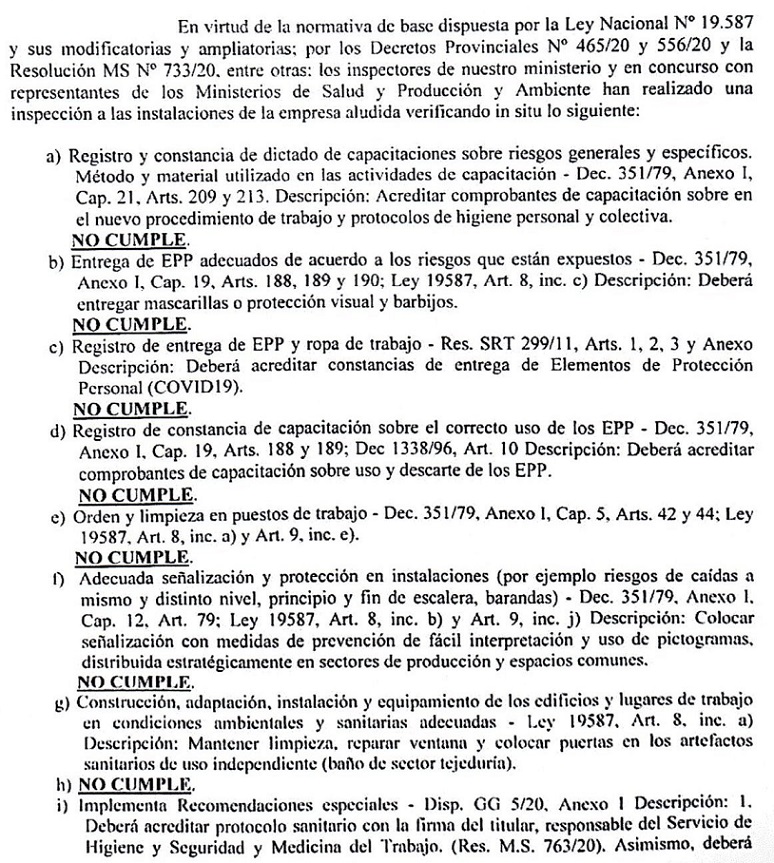 Contundente informe contra la empresa Australtex