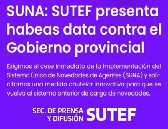 SUTEF presenta Habeas Data contra el Gobierno provincial