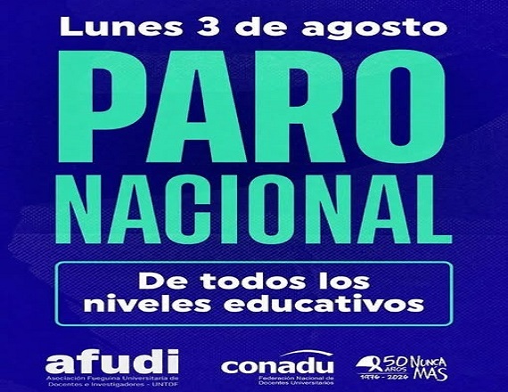 AFUDI adhiere al paro nacional docente del próximo 3 de agosto