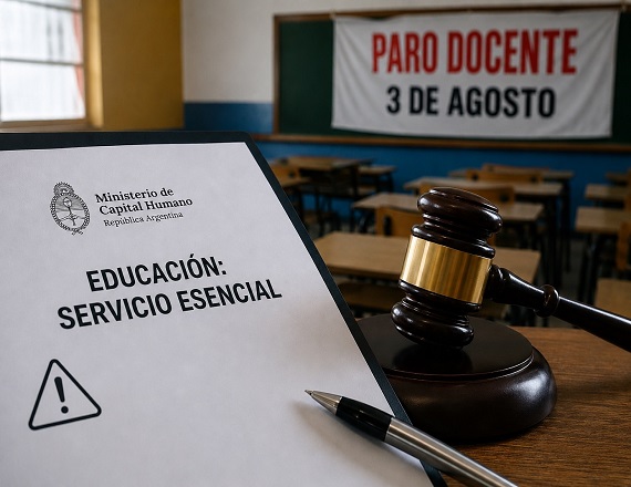El Gobierno nacional recordó que la educación es un servicio esencial y advirtió sobre sanciones ante el paro docente del 3 de agosto