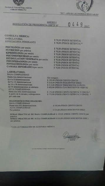 Resolución Nº 449/17 OSPTF.