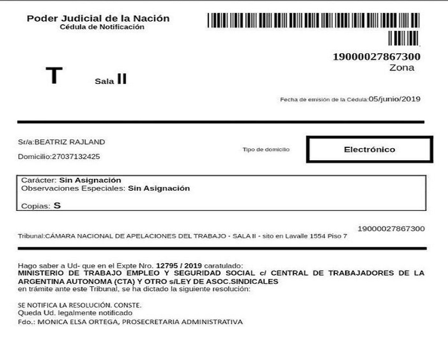 Esta resolución habilita a la CTA-A a exigirle a la cartera laboral la certificación de sus autoridades. 
