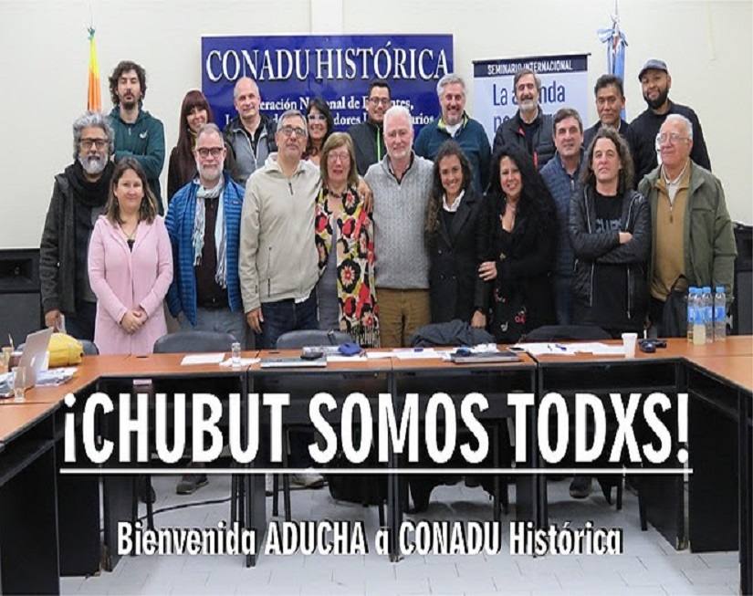 CONADU Histórica volvió a manifestar el pleno apoyo y solidaridad con las y los docentes de Chubut que se encuentran en conflicto hace más de 50 días sufriendo el atraso en el pago de sus salarios, entre otros reclamos. 