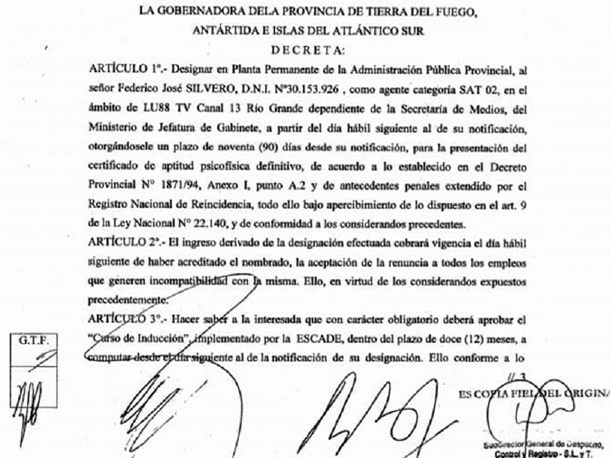“El Gobierno de Rosana Bertone continúa con las designaciones a planta permanente del Canal y en esta oportunidad el ingreso es el de un funcionario político”, señala la publicación en Facebook del SATSAID Tierra del Fuego.