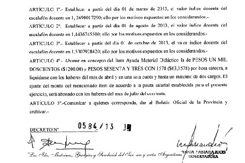 Decreto Nº 584/13
