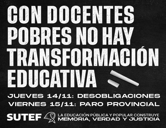 SUTEF planteó que la propuesta salarial es insuficiente y está lejos de priorizar al sector docente y sus necesidades, teniendo en cuenta que ni siquiera llega a alcanzar la canasta básica familiar.