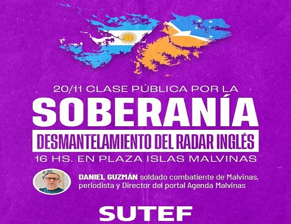 Daniel Guzmán abordará la entrega de recursos de la nación y la provincia, entre otros temas, y la instalación del radar inglés en Tolhuin. La clase pública se realizará a las 16 horas en la Plaza Islas Malvinas de la ciudad de Ushuaia.