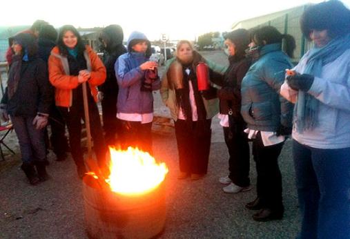Escuela Nº 7. Foto: Docentes en lucha