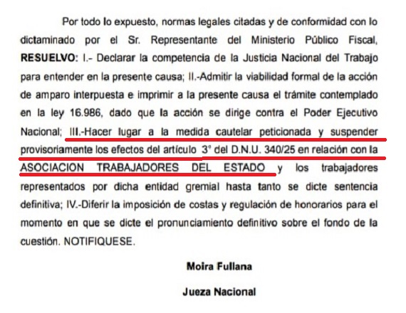 “Nos querían hacer retroceder un siglo en materia de derechos laborales y no pudieron. Esto es un golpe para un Gobierno antidemocrático y un avance trascendental para todos los trabajadores”, indicó Rodolfo Aguiar.