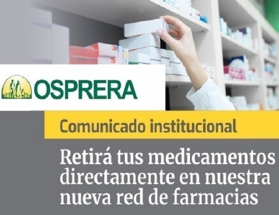 Todos los beneficiarios de la obra social Osprera que requieran una medicación de tipo ambulatoria podrán retirarla en farmacia sin necesidad de un trámite previo y con la receta electrónica emitida por su médico.