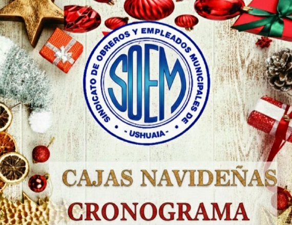El martes 16 de diciembre el SOEM inicia la entrega de cajas navideñas a sus afiliados. Será el Edificio Adolfo Cano y en la Secretaría de Servicios Públicos, luego en el Instituto Municipal de Deportes, y por último en la sede sindical.