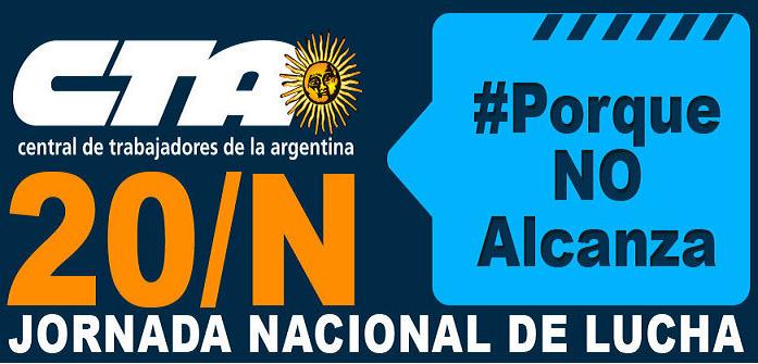 Logo de la consigna de la CTA para la movida del 20N 