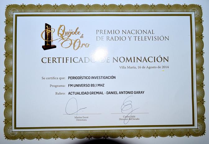Certificado de Nominación programa 