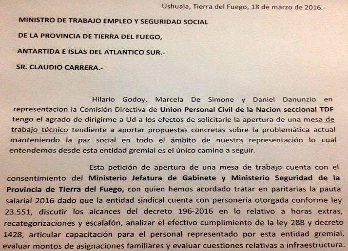 Nota de UPCN.